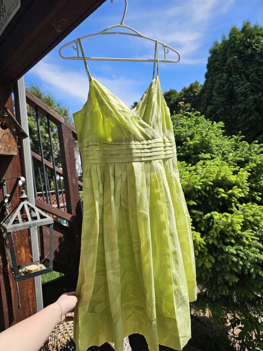 Calvin Klein Women’s Lime Green V-Neck Spaghetti Strap Dress